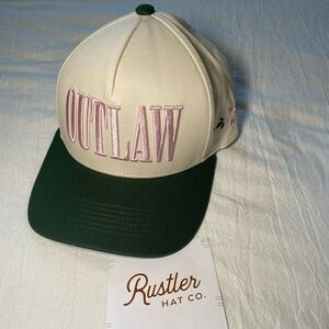 Rustler Hat co. Trucker hat, green, white, pink, worn once.